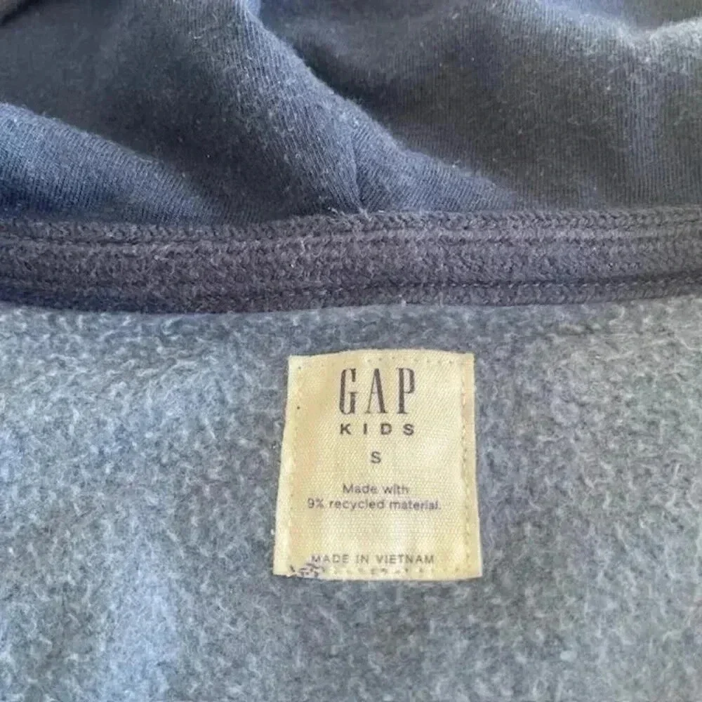 GAP Boys' Logo Hoodie Full Zip Sweatshirt (Size Small Youth) - Blue Camouflage